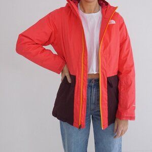 The North Face Pink Hooded Zip Jacket Lined Lightweight Spring Coat XL